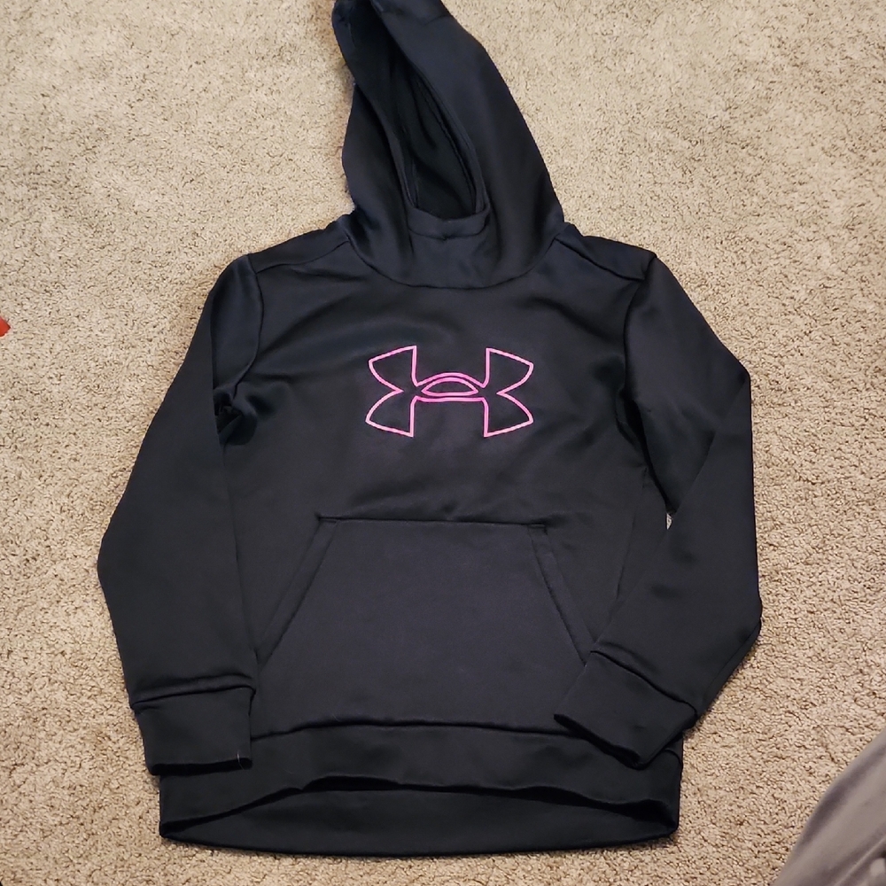 Under Armour Black Hoodie with Pink Emblem